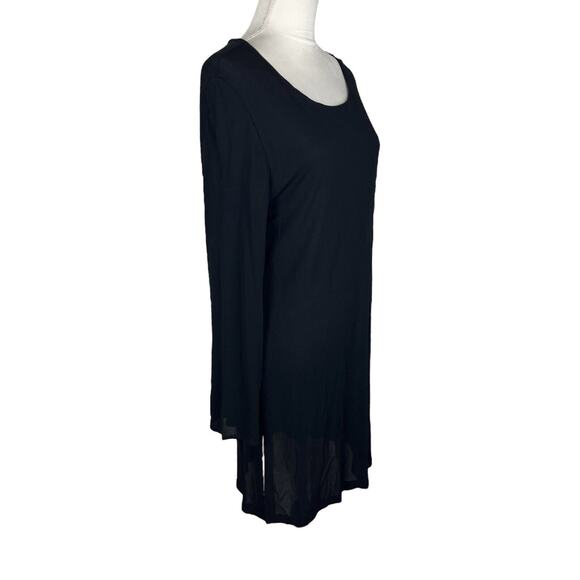Max Mara Black Semi-Sheer Jersey Shift Dress Long Sleeve Size Medium Italy - Picture 2 of 8